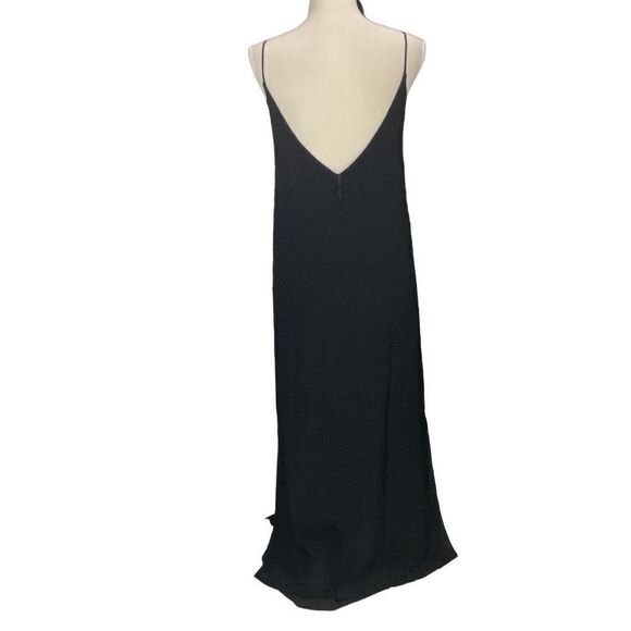 Massimo Dutti Black Maxi Dress Slip On Side Slits Spaghetti Straps Size 4 US - Picture 3 of 6